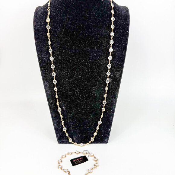 Swarovski Crystal Gold Tone Necklace & Bracelet Set - Picture 1 of 4